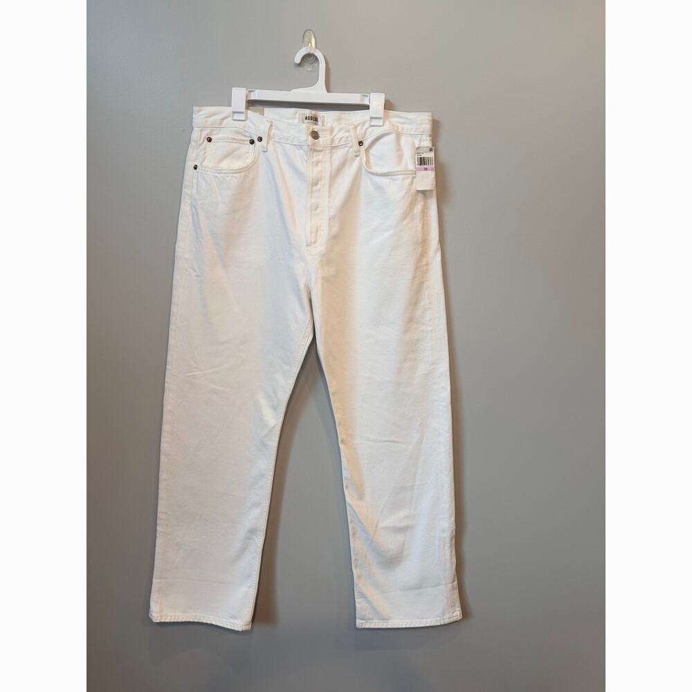 NWT AGOLDE Women’s Fran Low Slung Easy Straight Off White Jeans Size 32